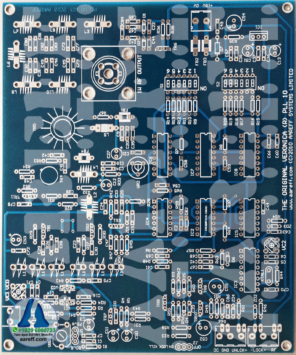 Aareff Veronica 1W PLL version 10 blank PCB layout without components fitted
